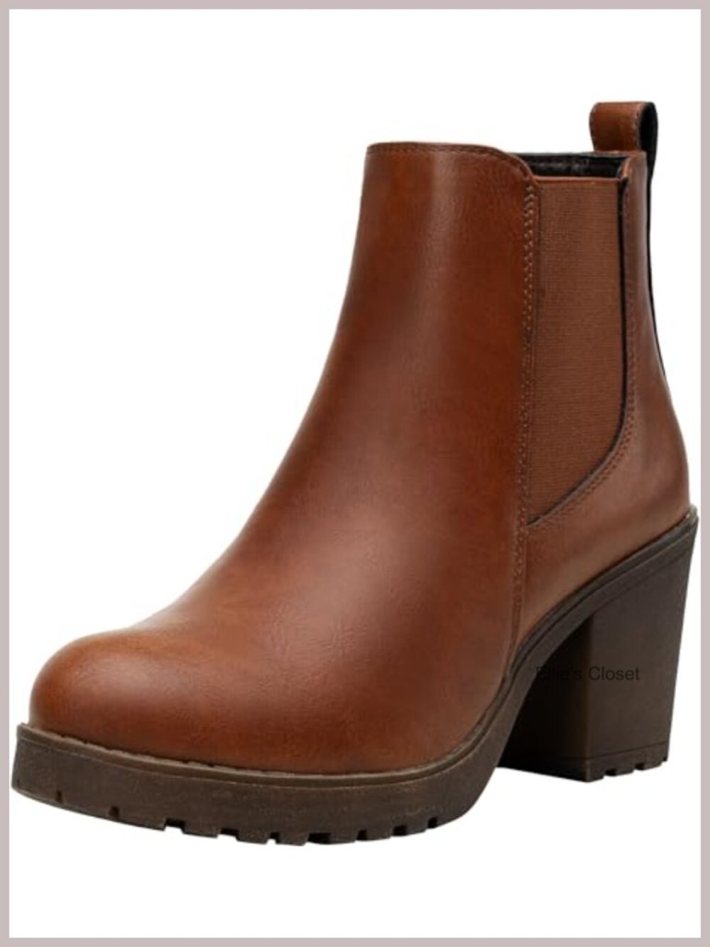 Women's Platform Chelsea Ankle Boots Chunky Block Heel Faux Leather